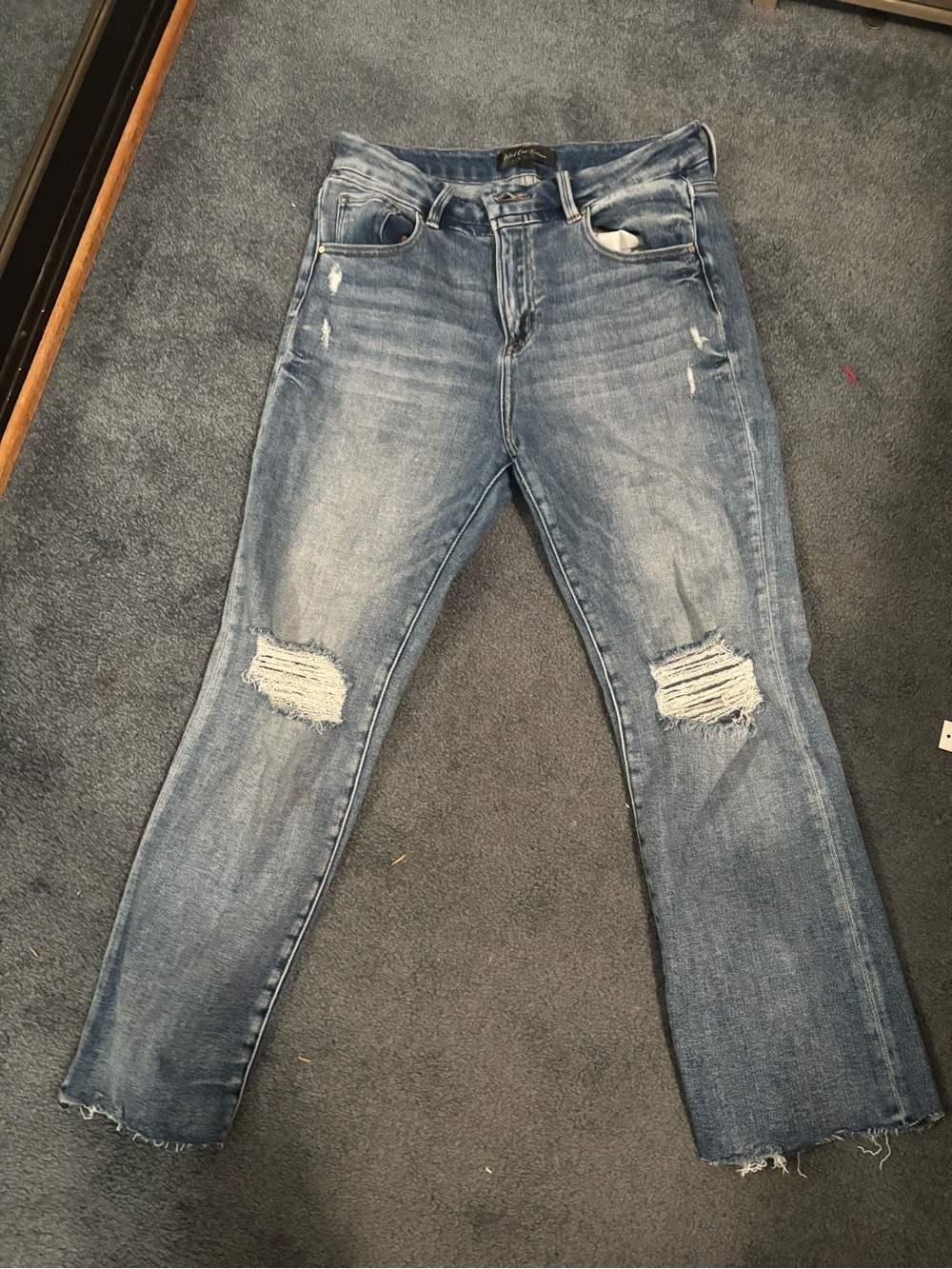 Risen- Women's Distressed Mid-Blue Jeans